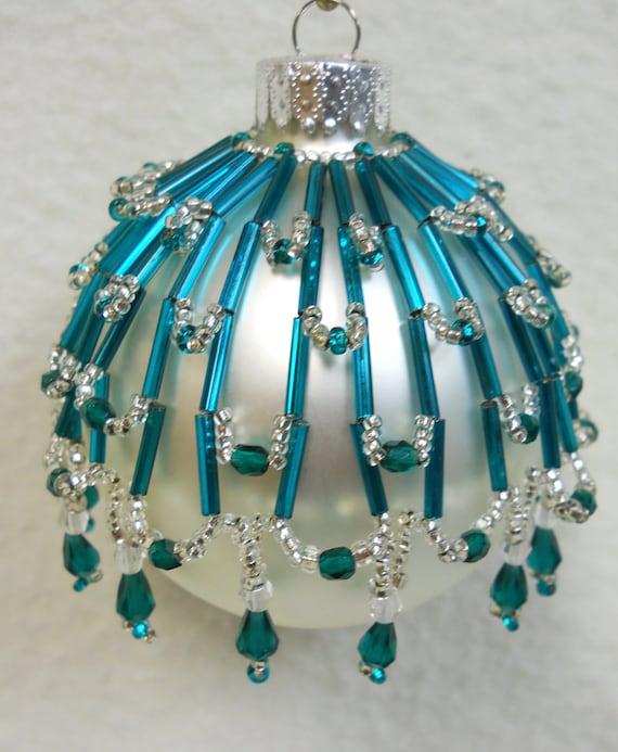 PATTERN ONLY Beaded Christmas Ornament Cover Holiday Original " Tahoe"  Free Shipping. This is NOT a digital download.