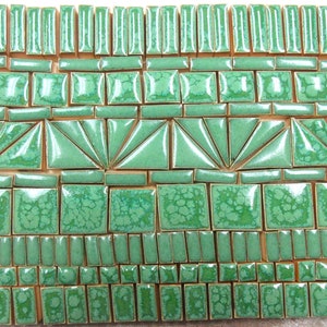 185+ Mosaic Tiles: Handmade Ceramic Craft Tiles. Mosaic Art Tiles Stoneware Medium Green Tones Glazed Craft Tiles Assortment #1P