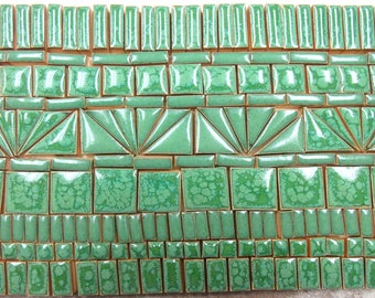 185+ Mosaic Tiles: Handmade Ceramic Craft Tiles. Mosaic Art Tiles Stoneware Medium Green Tones Glazed Craft Tiles Assortment #1P