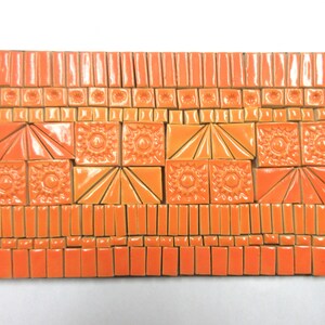 175+ Mosaic Tiles: Handmade Ceramic Small Craft Tiles, Orange Stoneware Detail Tiles, Sunset Shades Glazed Tiles for Mosaics Asst. #1