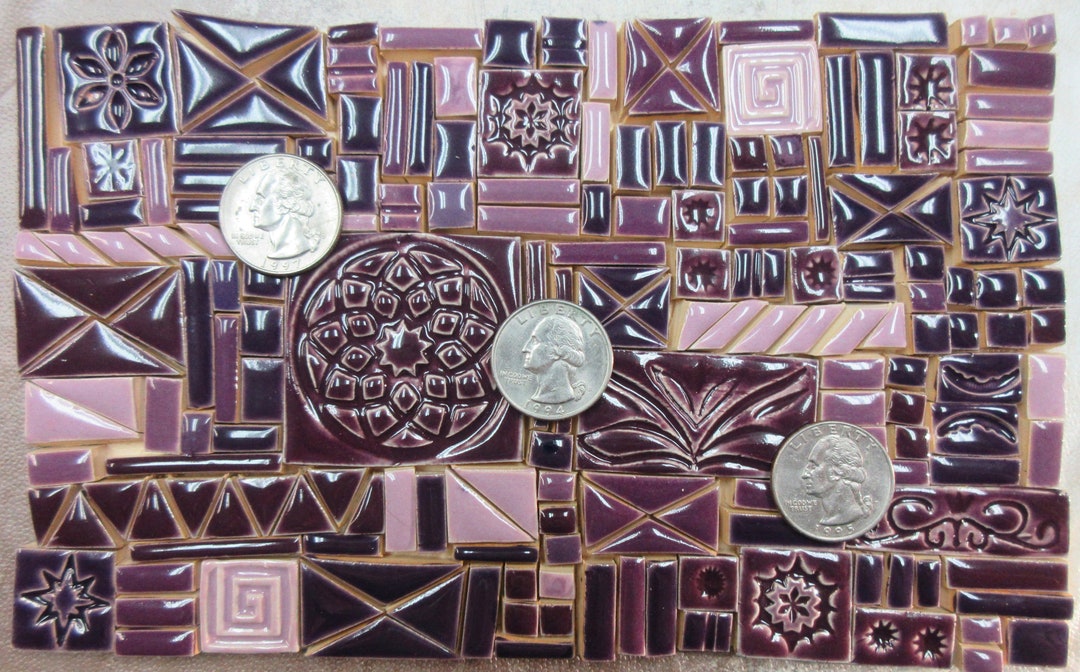 190 Mosaic Tiles Handmade Ceramic Craft Tiles. Assorted Tile Shapes