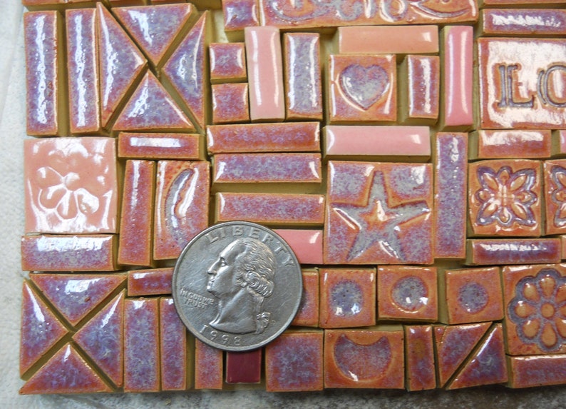 175 Mosaic Tiles Handmade Ceramic Craft Tiles Assorted Etsy