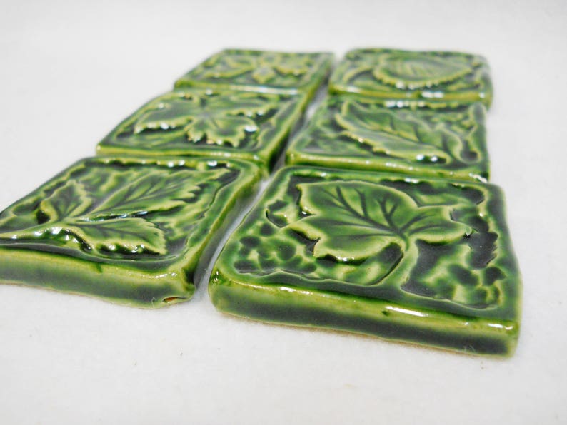 Mosaic Tiles Leaf Craft Tiles Handmade Ceramic Tiles Art Etsy
