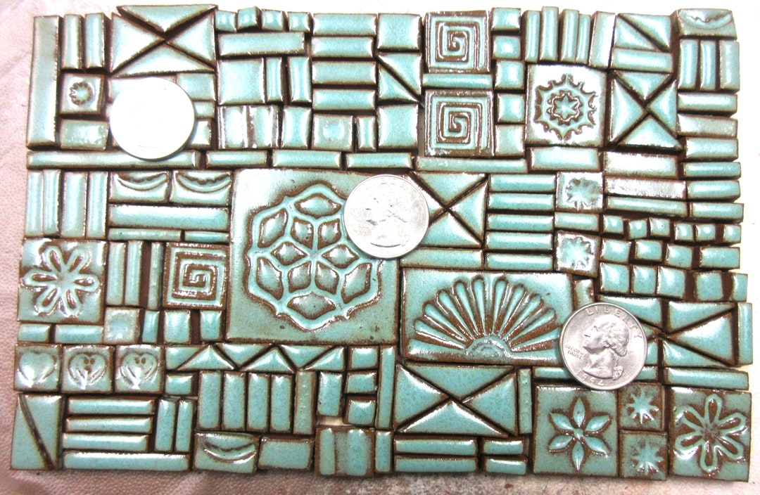 175 Mosaic Tiles, Handmade Ceramic Craft Tiles, Assorted Shapes