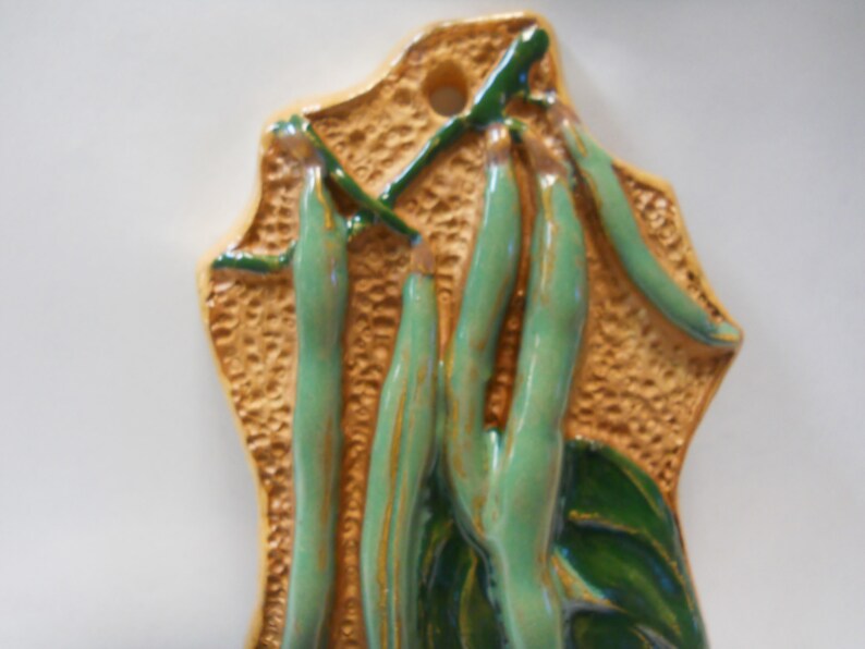 Green BEAN Vegetable Garden Marker Sign Handmade Ceramic Tile Etsy