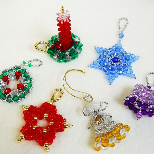 PATTERNS ONLY Beaded Christmas Ornaments  Classic Holiday Designs  Set of 6