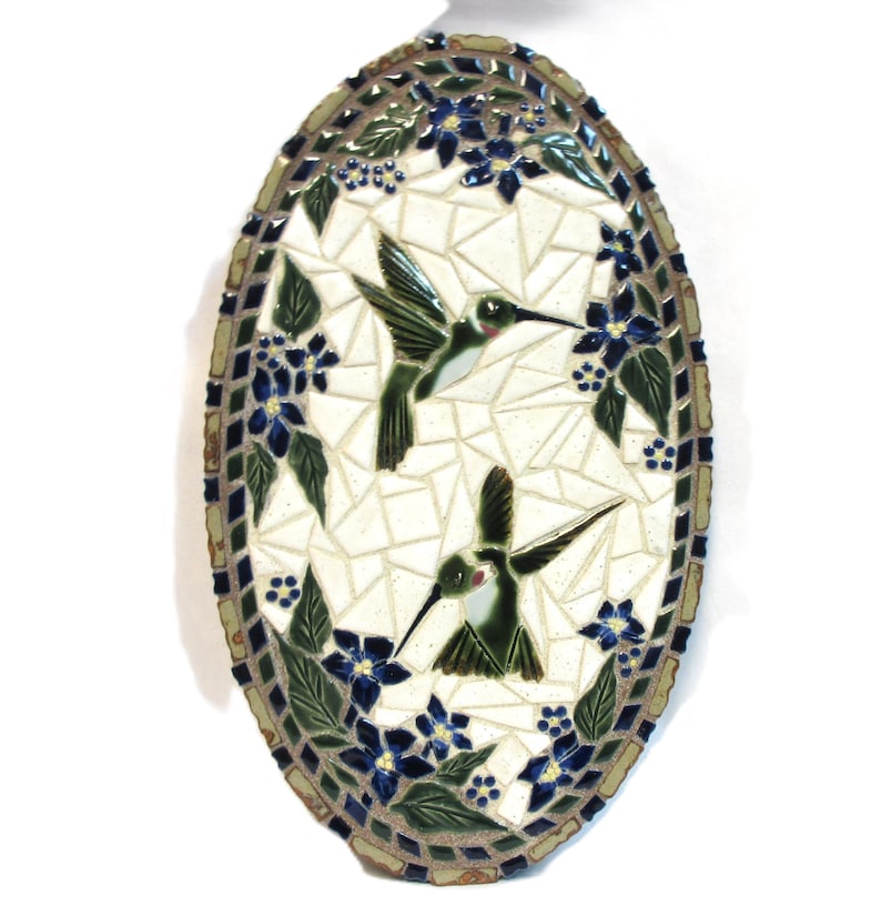 Hummingbird Tile Inlay Hummingbird Mosaic Wall Art, Handmade Ceramic Tile Humming Birds With ...