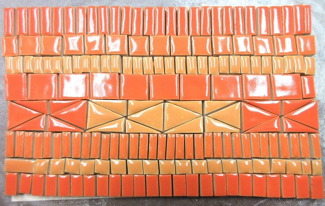 185 Mosaic Tiles Handmade Ceramic Craft Tiles. Small Stoneware Mosaic