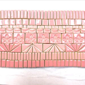180+ Pink  Mosaic Tiles, Handmade Ceramic Tiles,  Small Stoneware Craft Tiles, Rose Shades Glazed Craft Tiles for Mosaics #1