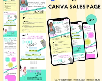 Stan Store Beacons Canva Sales Page Template | Digital Products, Courses, Creators, Coaches | Bright Neon Design | No code sales page