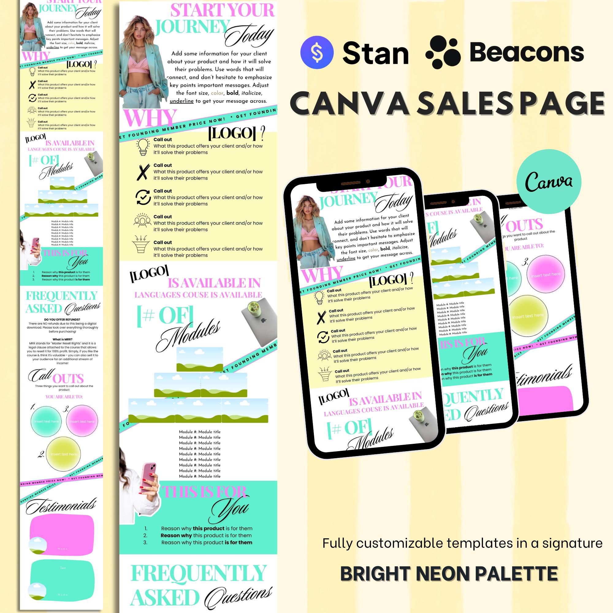 Stan Store Beacons Canva Sales Page Template | Digital Products ...