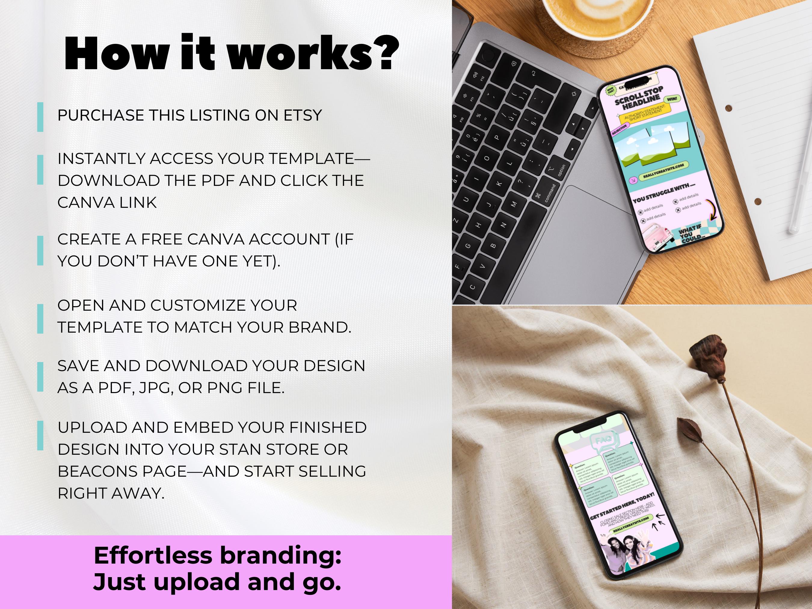 Stan Store Beacons Canva Sales Page Template | Digital Products ...