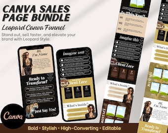 Stan Store & Beacons Sales Page for Courses or Digital Products | Bold Leopard Canva Sales Page Template Kit | Editable in Canva