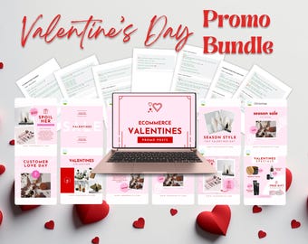Valentine’s Day Ecommerce Promo Bundle | Social Media Graphics, Email Swipe Files, Valentine Marketing Templates