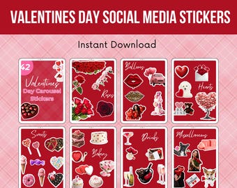 42 Valentine’s Day Digital Stickers | 3D Social Media Graphics for Instagram & Reels
