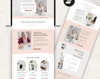 Showit Website Template for Virtual Assistant & Service Providers | Feminine Modern Boho | Showit No-Code Website for VA and Freelancers