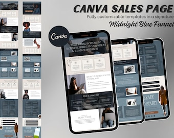Stan Store & Beacons Sales Page Kit for Coaches, Creators, Digital Products| Midnight Blue Canva Sales page Template |  Easy Edit