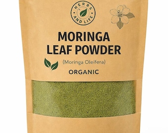Organic MORINGA LEAF POWDER | Dried Calyces | Moringa Oleifera dried Herb | Premium Tea, Smoothie, Culinary & Apothecary Ingredient