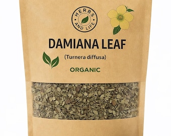 Ekologiskt DAMIANA LEAF Turnera Diffusa örtte Ekologiskt | Lös örtte | Apotekarört | Nyskördat premiumkvalitet