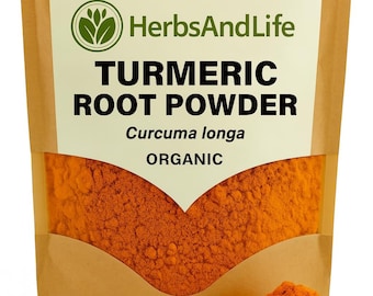 CÚRCUMA EM PÓ Orgânica | Curcuma Longa | Pó Orgânico Moído | Especiarias de Ervas | Especiarias de Curcumina Pura para Cozinhar | Cuidados com a Pele e Bem-Estar
