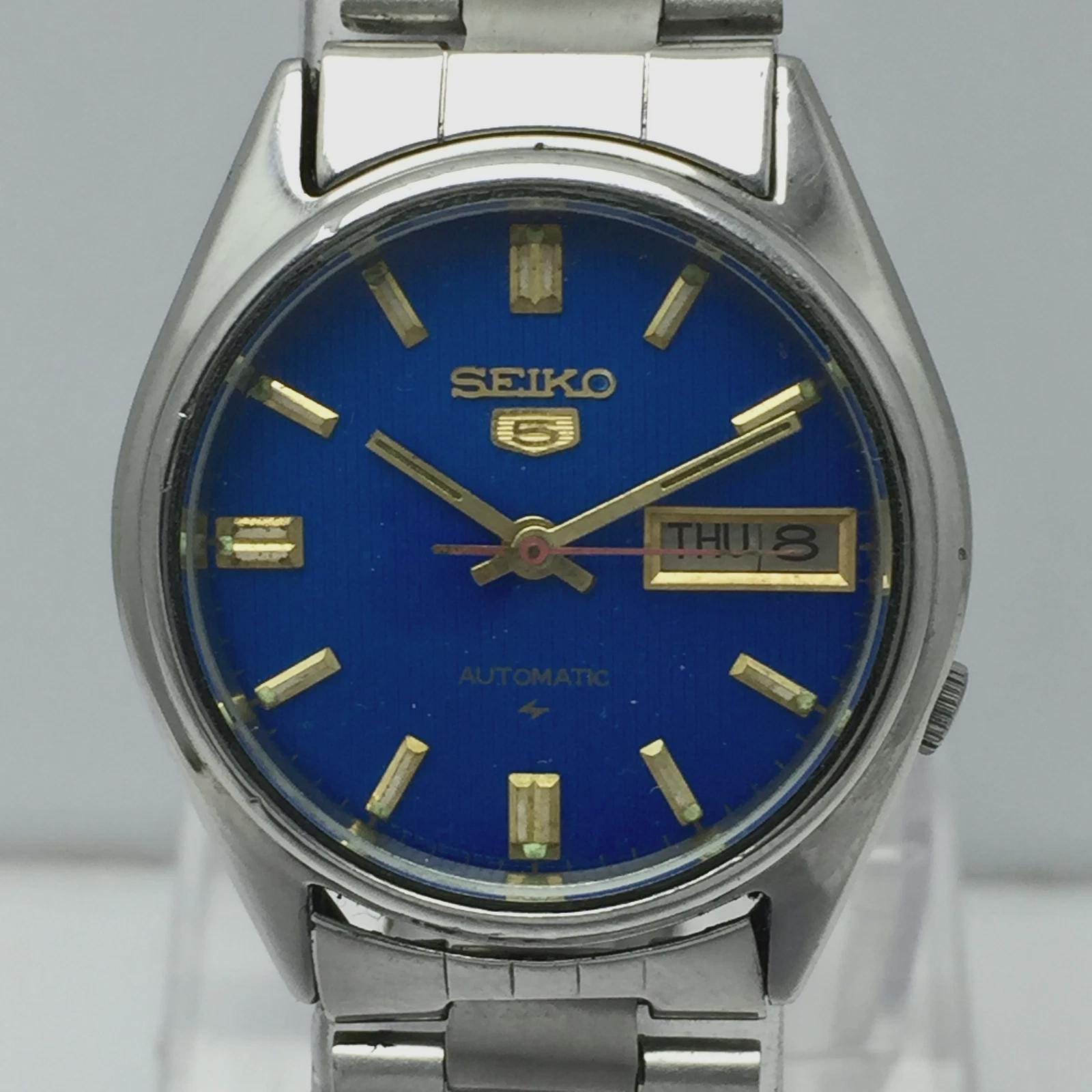Seiko 5 Automatic 7009-8740 Day/date Blue Dial Vintage Men's Watch