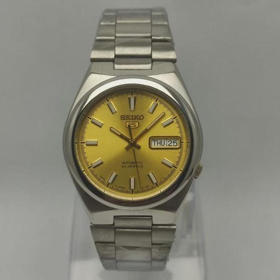 【稼働/裏スケ】SEIKO 5 セイコー 7S26-02S0 デイデイト AT Seiko 5 Automatic 7S26-02S0 Day/date Golden Dial Vintage Watch - Etsy