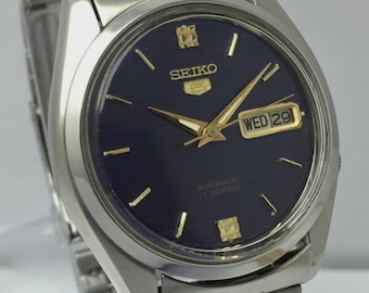 Seiko 5 Automatic 7009-821J Day/date Blue Dial Vintage Men's Watch