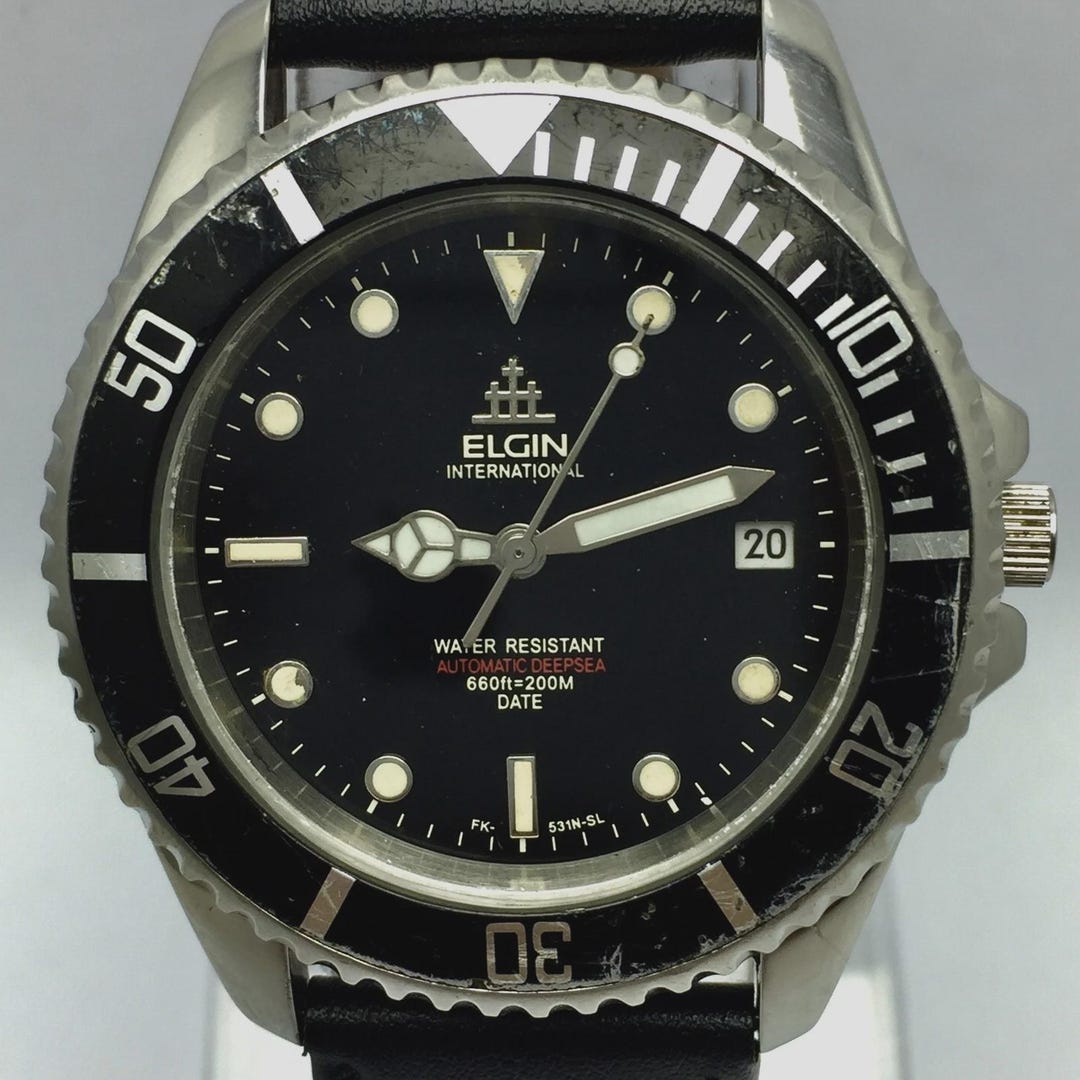 Elgin International Automatic Deep Sea FK-531N-SL Diver's Vintage