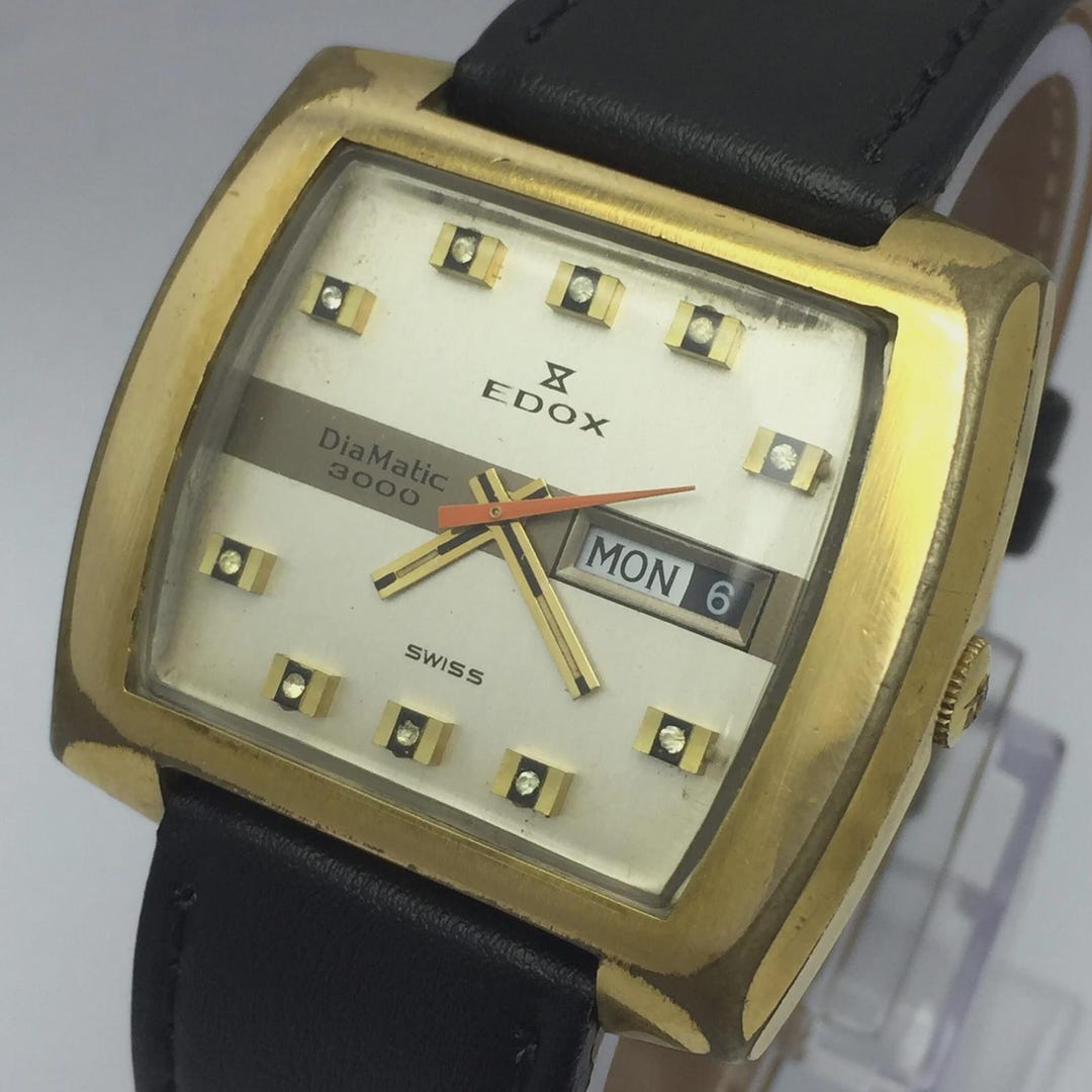 Edox DiaMatic 3000 自動巻き デイ/デイト ヴィンテージウォッチ 