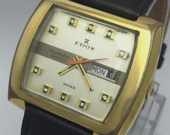 Edox DiaMatic 3000 automatisch dag/datum vintage horloge