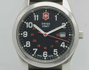 Victorinox Swiss Army Quartz 241083 Military Black Dial Vintage Men’s Watch