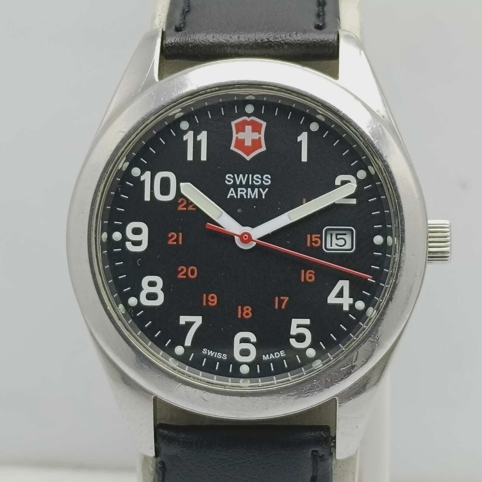 Victorinox Swiss Army Quartz 241083 Military Black Dial Vintage