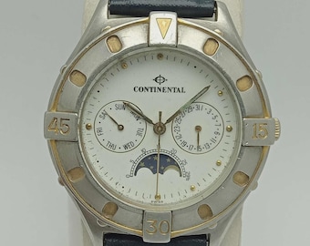 Continental Quartz 4730 Day/Date Moon Phase Chronograph Vintage Watch