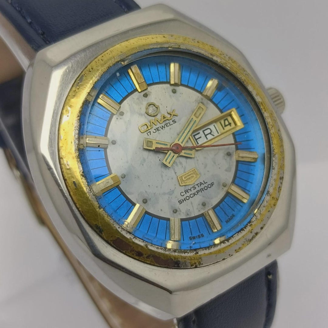 Omax 5 Crystal Automatic HC7062 Day/date Vintage Men's Watch