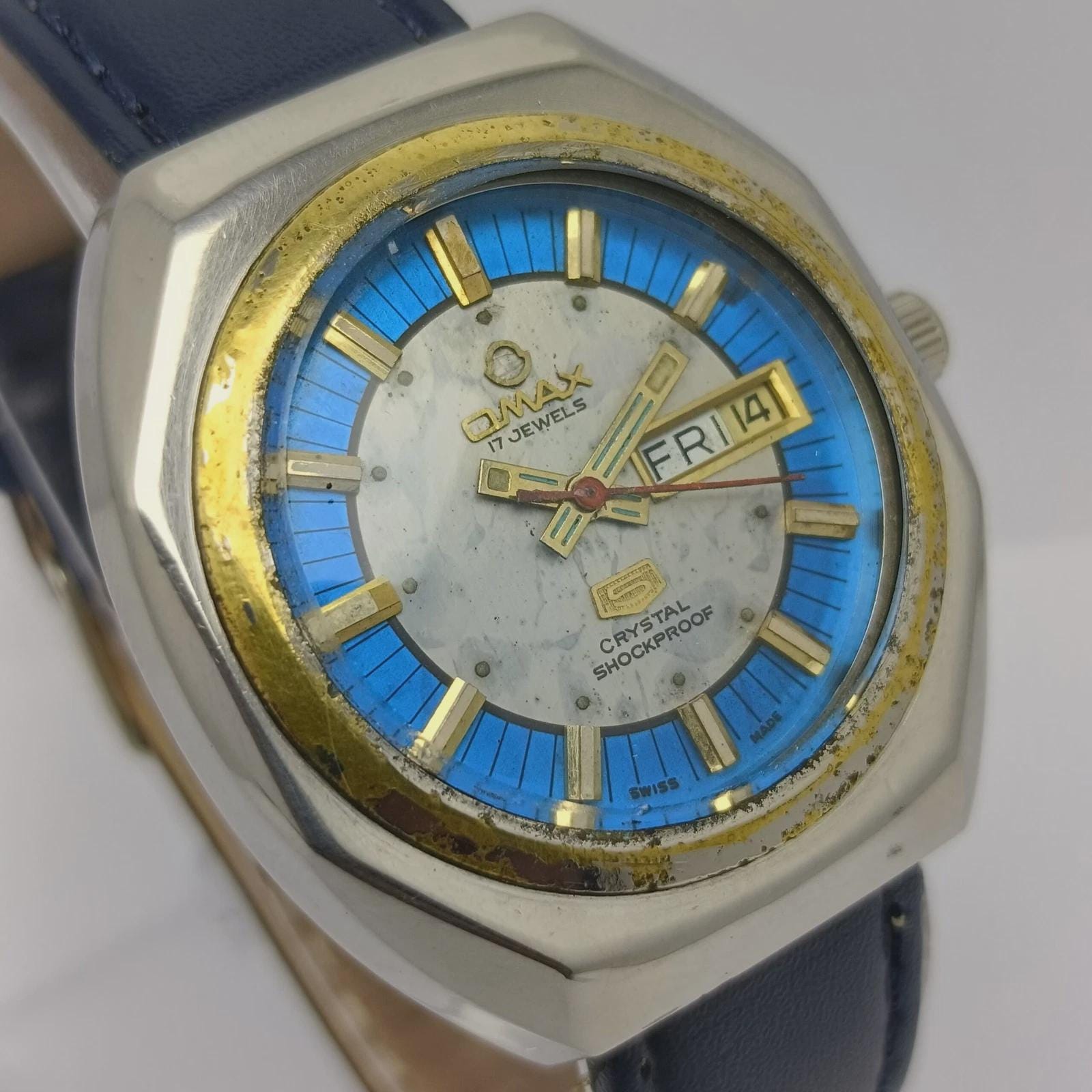 Omax 5 Crystal Automatic HC7062 Day/date Vintage Men's Watch