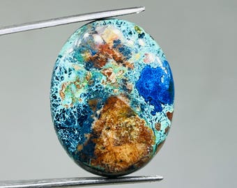 Natural Shattuckite Cabochon – Blue-Green Copper Gemstone, 33.3 Carat