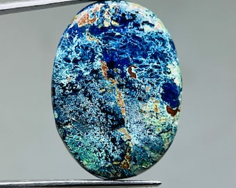 Natural Shattuckite Cabochon – Blue Green Copper Gemstone (30X22X4.mm)