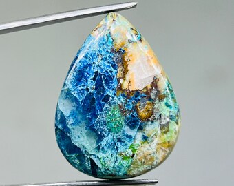 Pear Shattuckite Cabochon – Blue Green Copper Gemstone, 30.4 Carat