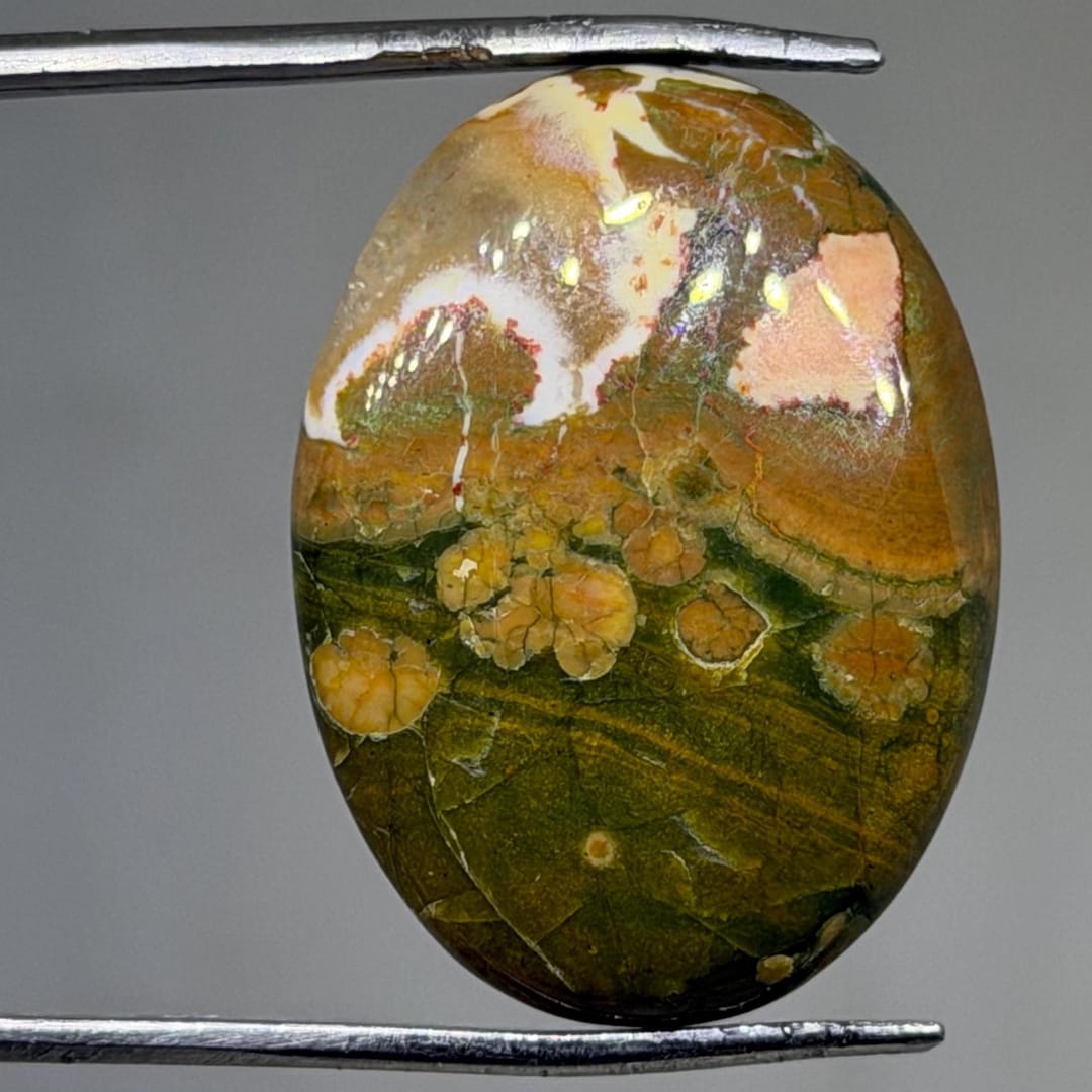 Pyroclastic Rhyolite Green Green Rhyolite Cabochon – Natural Gemstone for Jewelry Making (34x26x6 ...
