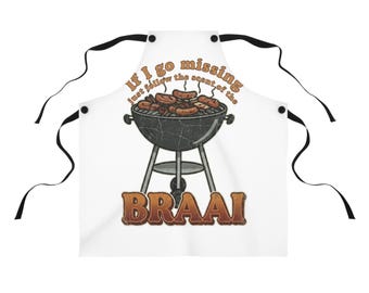 If I Go Missing: volg gewoon de geur van braai-schort | Grappige braaischort | Zuid-Afrikaans barbecuecadeau | Braai Master-keukenschort