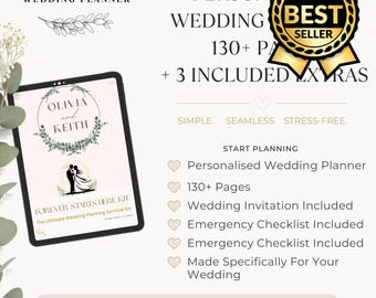 Personalized Wedding Planner Kit, Digital Wedding Planner, Bridal Organizer, Wedding Planning Bundle, Wedding Checklist