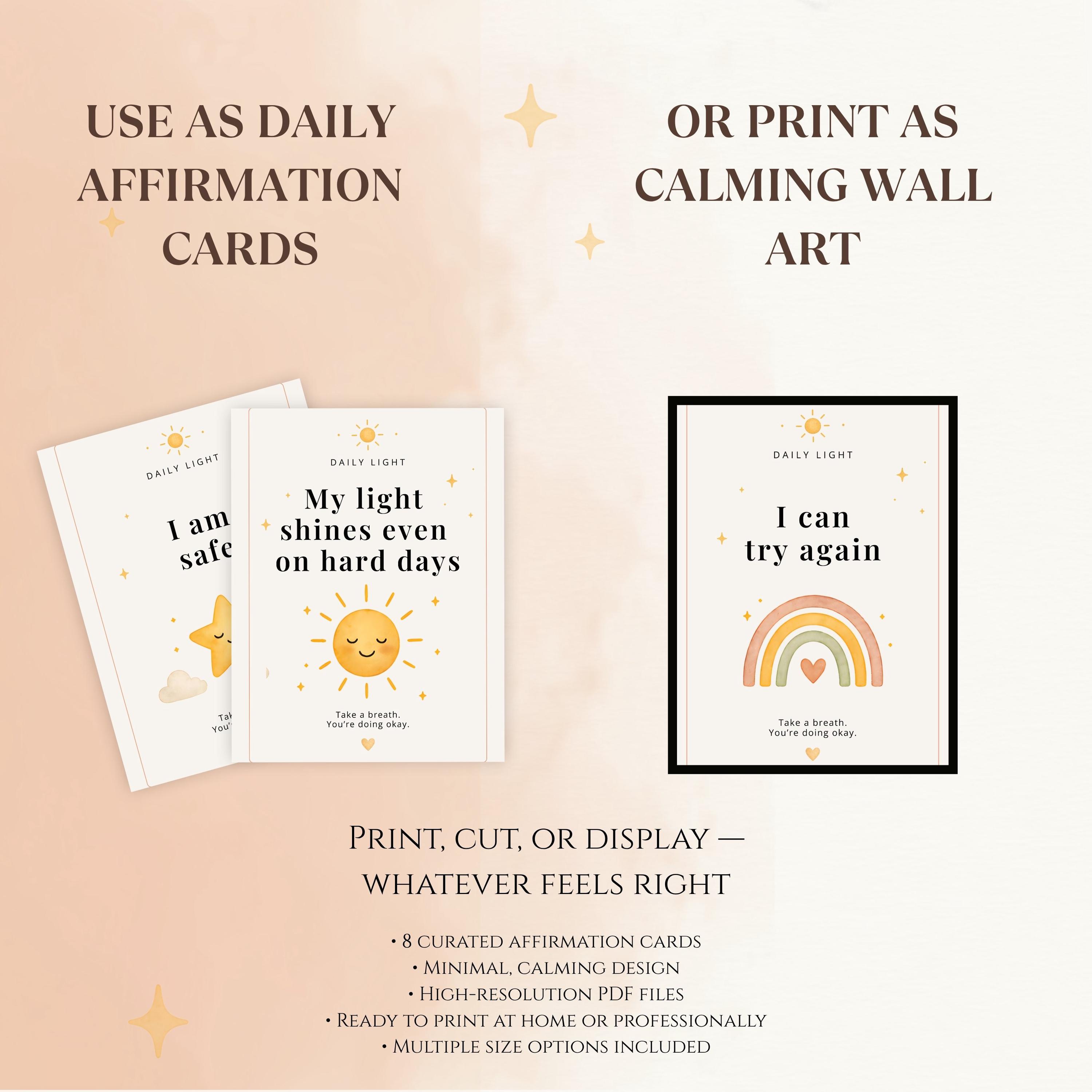 Printable Affirmation Cards for Calm, Kids, Adults, Anxiety Relief ...