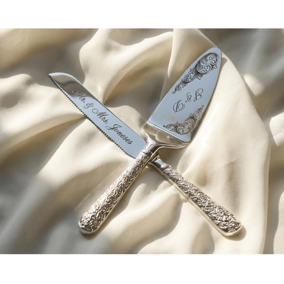 Personalized Wedding Cake Cutting Set, Engraved Stainless Steel Knife & Server - Etsy