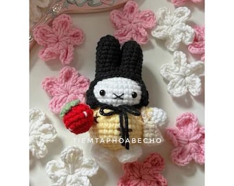 Llavero de Miffy de ganchillo, dije de conejito con estilo Y2K, accesorio para bolso de hilo de algodón Milk