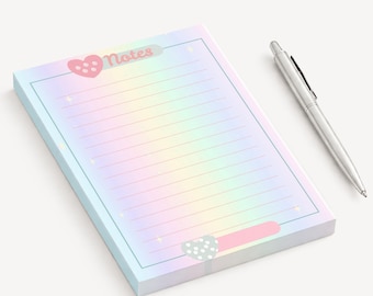 Rainbow Gradient Notepad, Lined Pastel Notes with Sparkles