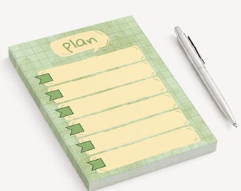 Green Plan Notepad, Grid Planner Memo Pad
