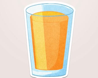 Orange Juice Sticker, Drink Decal for Laptop, Kawaii Breakfast Vinyl Sticker