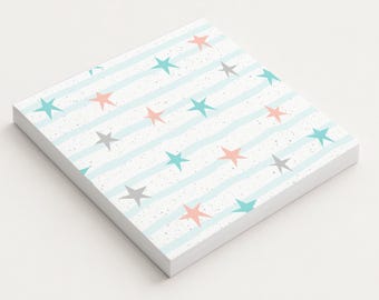 Colorful Stars Notepad, Kawaii Pastel Striped Memo Pad, Minimalist Star Pattern Note Paper
