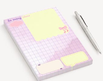 Pink Checkered Stationery, Kawaii Planner Insert, Pastel Office Supplies, Minimalist Desk Decor
