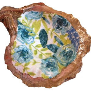 Floral Oyster Shell Ring Dish: Gold Leaf Trinket Bowl